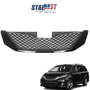 Gloss Black Front Upper Grille Grill Honeycomb Fit For Toyota Sienna 2011-2017 - Picture 1 of 22