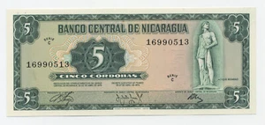 Nicaragua 5 Cordobas D.1972 P 122 UNC Uncirculated Banknote - Afbeelding 1 van 2