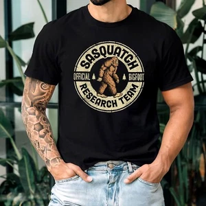 T-shirt unisex Bigfoot Research Team retrò Sasquatch regalo per uomo donna - Foto 1 di 8