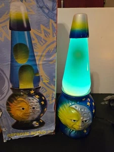 Lava Lite Lava Lamp Celestial Sun Moon Base Ceramic Series II Yellow Lava 1999 - Picture 1 of 6