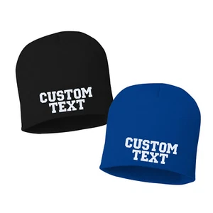CUSTOM TEXT - Skull Cap Embroidered Beanie Hat, beanie, Embroidered Gift, Winter - Picture 1 of 10