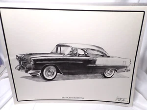 DALE ADKINS PRINT OF 1955 CHEVROLET CHEVY BEL AIR 11 X 14 - Picture 1 of 5