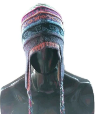 Chapéu unissex reversível feito à mão, tecido de lã, corantes naturais, desi geométrico andino - Imagem 1 de 4