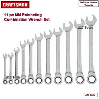 Набор гаечных ключей CRAFTSMAN TOOLS 11 шт. ПОЛНАЯ ПОЛИРОВКА 72 зуба МЕТРИЧЕСКИЕ ММ коробка с трещоткой - Изображение 1 из 4