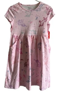 Wonder Nation NWT Girls Pink PLAY SUMMER Dress Size L (10-12) PLUS UNICORNS - Picture 1 of 16