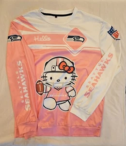 Camisa de fútbol para mujer Seattle Seahawks Hello Kitty rosa manga larga talla 2XL - Imagen 1 de 5