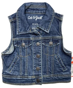 Cat & Jack Girls' Sleeveless Jean Vest Size 4/5 Blue Denim, Summer, stylish - Picture 1 of 7