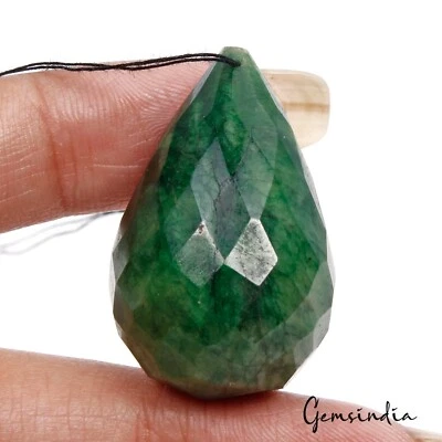 Gema briolette corte gota pera esmeralda brasileña natural certificada 84,70 quilates Foto 1 de 4