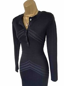 New Reiss REGAN Size M UK 12 14 Black Knit Bodycon Dress