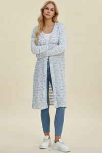 Womens Full Size Open Front Longline Cardigan - Picture 1 of 15