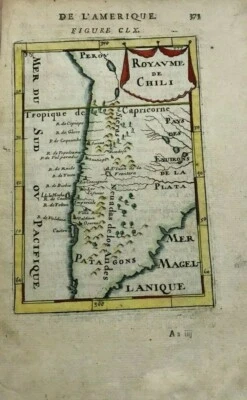 MAZO ANTIGUO GRABADO CHILE 1683 ALAIN MANESSON EN COLORES SIGLO XVII Foto 1 de 4