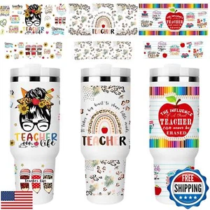 CRASHOT UV DTF Cup Wraps, 6 Sheet Teacher UV DTF Transfer Stickers for 40 oz - Picture 1 of 5