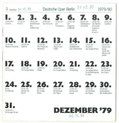 Programm Deutsche Oper Berlin Lustige Witwe 31.12.1979 René Kollo, Gwyneth Jones - Bild 1 von 2