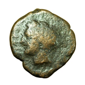 Antigua moneda griega Cartago Zeugtania AE18mm Tanit / Caballo 04502 - Imagen 1 de 3