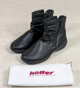 Hotter Whisper Women's Black Leather Boots Size 4 EXF - New -  Rrp £100  - Picture 1 of 15