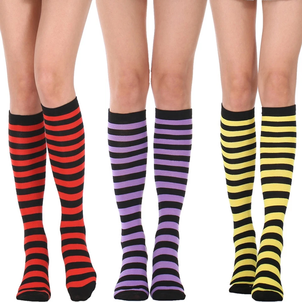 Mujeres Niña Calcetines Hasta la Rodilla Estrechos Rayas Diarios Juegos con disfraces Medias Coloridas Foto 1 de 1