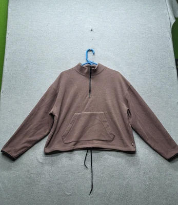 ROSA Victoria's Secret Mujer Sudadera L Marrón Polar Cremallera Manga Larga LEER Foto 1 de 4
