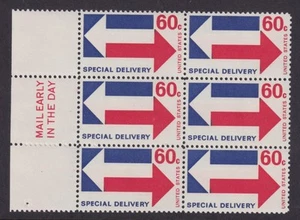 United States Scott E23 MNH 1971 60¢ Special Delivery Mail Early Block of 6 - Picture 1 of 1
