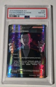 Pokemon 2015 XY Breakthrough Full Art Trainer GIOVANNI'S SCHEME #162 PSA 8 - Picture 1 of 2