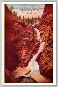Vintage Seven Falls South Cheyenne Canon Colorado Springs Postcard 300ft - Picture 1 of 2