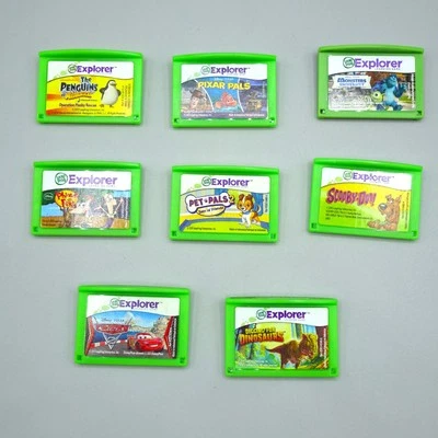 LeapFrog Leapster Explore LeapPad Game Lot -Dinosaurs Cars Pixar Penguins Scooby - Image 1 of 4