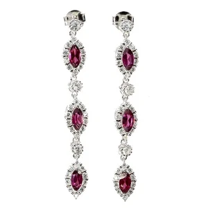 925 Sterling Silver Earrings Marquise Rhodolite Garnet Natural Gemstone Jewelry - Picture 1 of 13