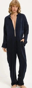 Cali by Cali Dreaming Flightsuit French Navy Satin Einteiler Overall Größe Large - Bild 1 von 14