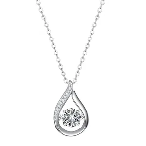 1Ct Lab-Created Diamond 14K White Gold Filled Teardrop Pendant Necklace Gift Box - Picture 1 of 6