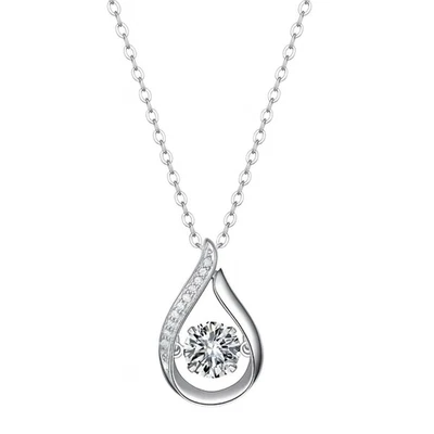 1Ct Lab-Created Diamond 14K White Gold Filled Teardrop Pendant Necklace Gift Box - Image 1 of 4