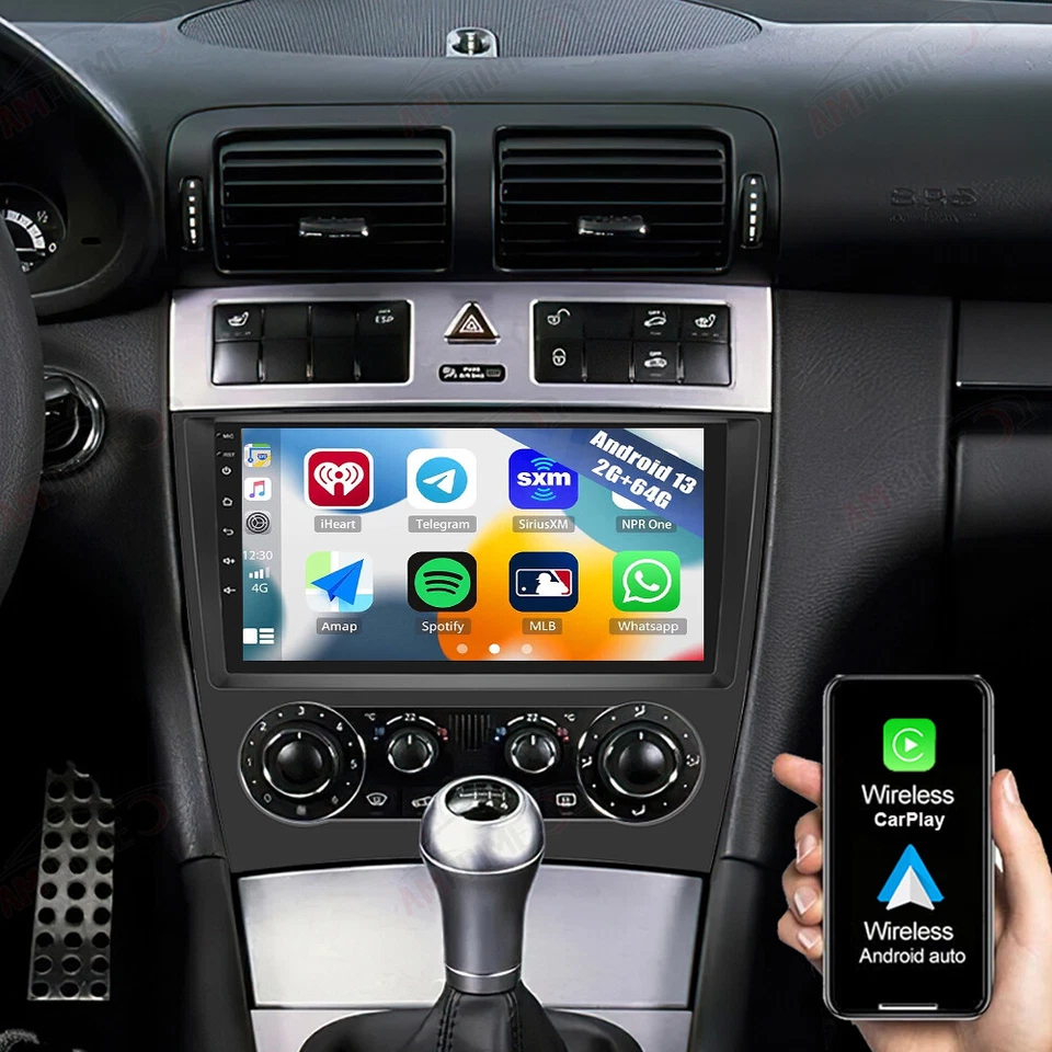 2+64GB Carplay Android 13 Autoradio GPS Navi Für Mercedes Benz C/CLC Klasse W203 - Bild 1 von 4