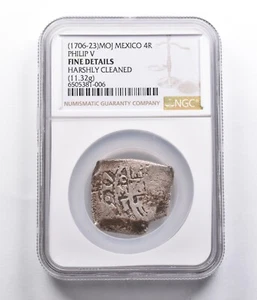 Fine Details (1706-23) MOJ Mexico 4 Real Philip V (11.32g) NGC *4070 - Picture 1 of 3