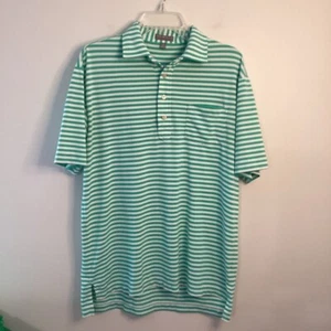 Peter Millar Summer Comfort Golf Polo Shirt Green White Stripe Medium - Picture 1 of 5