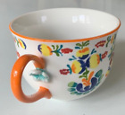 Anthropologie Mug CADIZ Orange Interior Floral 3D Flower New Bone China Cup