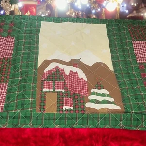 Holiday Christmas King Pillowcase/Sham Pair Patchwork Farmhouse Country Cabin - Picture 1 of 5