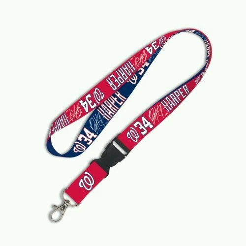 BRYCE HARPER WASHINGTON NATIONALS KEY CHAIN LANYARD DETACHABLE BUCKLE 1"W x 22"L - Image 1 of 1