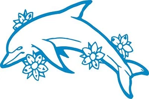 Dolphin Flowers Ocean Fish Animal Car Truck Window Laptop Vinyl Decal Sticker - Picture 1 of 2