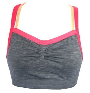 MTA Sport Mujer Medio Gris Rosa Naranja Sin Forro Racerback Sports Bra NUEVO - Imagen 1 de 4