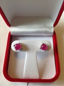 New 925 Sterling Silver Ruby Earrings Stud Best Gift (Pink)