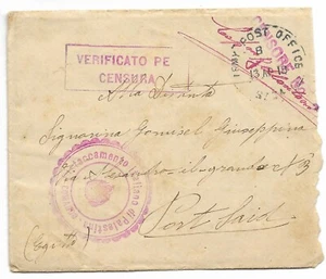ITALIA TO PORTO SAID FELDPOST 1918 Guerra contro gli Ottomani CENSURATE Copertina e Lettera! - Foto 1 di 2