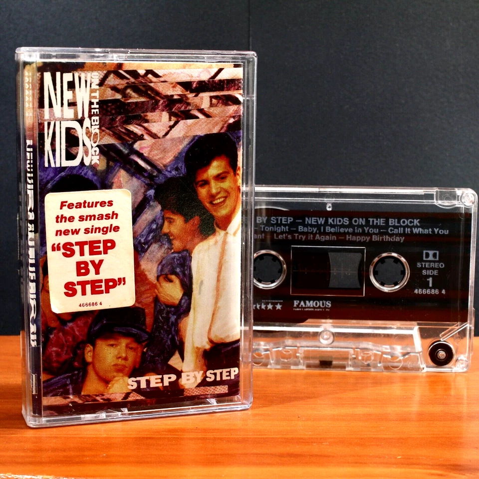 New Kids on the Block ~ Step by Step Cassette w/ Front Sticker & Plastic Sleeve - Image 1 of 4