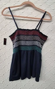 Womens Tank Top JUNIORS No Boundaries L (11/13) Blue With Multicolor Stretch New - Picture 1 of 5