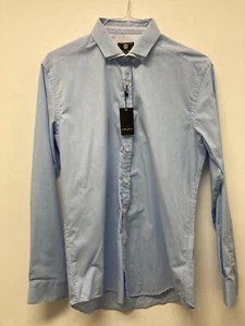 CAMISA HOMBRE STEEL & JELLY LS AZUL UK 16" NUEVA CON ETIQUETAS - Imagen 1 de 6