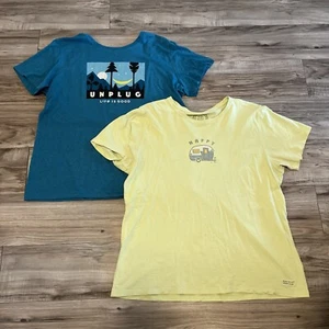 Life Is Good Women size L T-Shirts Lot Of 2 Gift Camping Short Sleeve Relaxed - Picture 1 of 8