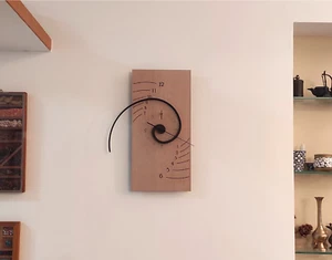 Unique Spiral Wall Clock,Alpha,Oak Finish,Mathematical, Artistic Design,Man Gift - Picture 1 of 5