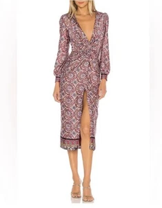 Majorelle Revolve Augustina Midi Dress Small Mosaic Multi Burgundy Feminine - Picture 1 of 12