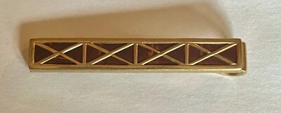 Vintage Swank Tie Pin Tie Bar - Brown Leather & Gold Toned Metal - Image 1 of 2