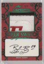 2019-20 Leaf Ultimate Super Swatch Signatures Green /3 Brent Burns #SSS-BB1 Auto