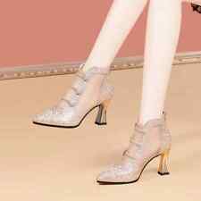 Woman Mesh Breathable Ankle Boots Pointed Toe Short Boot Sandals High Heels Lady