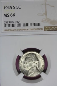1945 - S NGC MS66 JEFFERSON NICKEL!! #B46037 - Picture 1 of 2