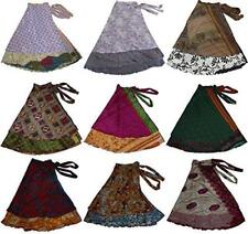 Wholesale Lot 25 Pcs Vintage Indian Silk Blend Sari Recycled Wrap Around Skirts